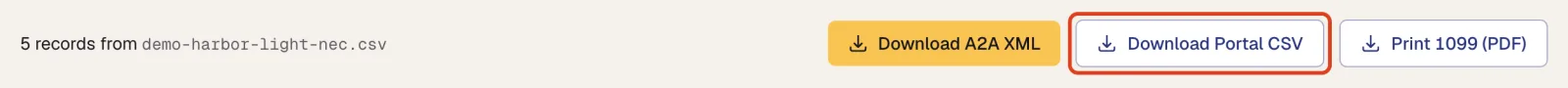 The Download Portal CSV button is outlined.